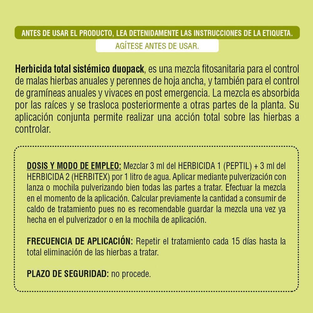 HERBICIDA TOTAL SISTÉMICO DUOPACK 25 ml + 25 ml gallery 0