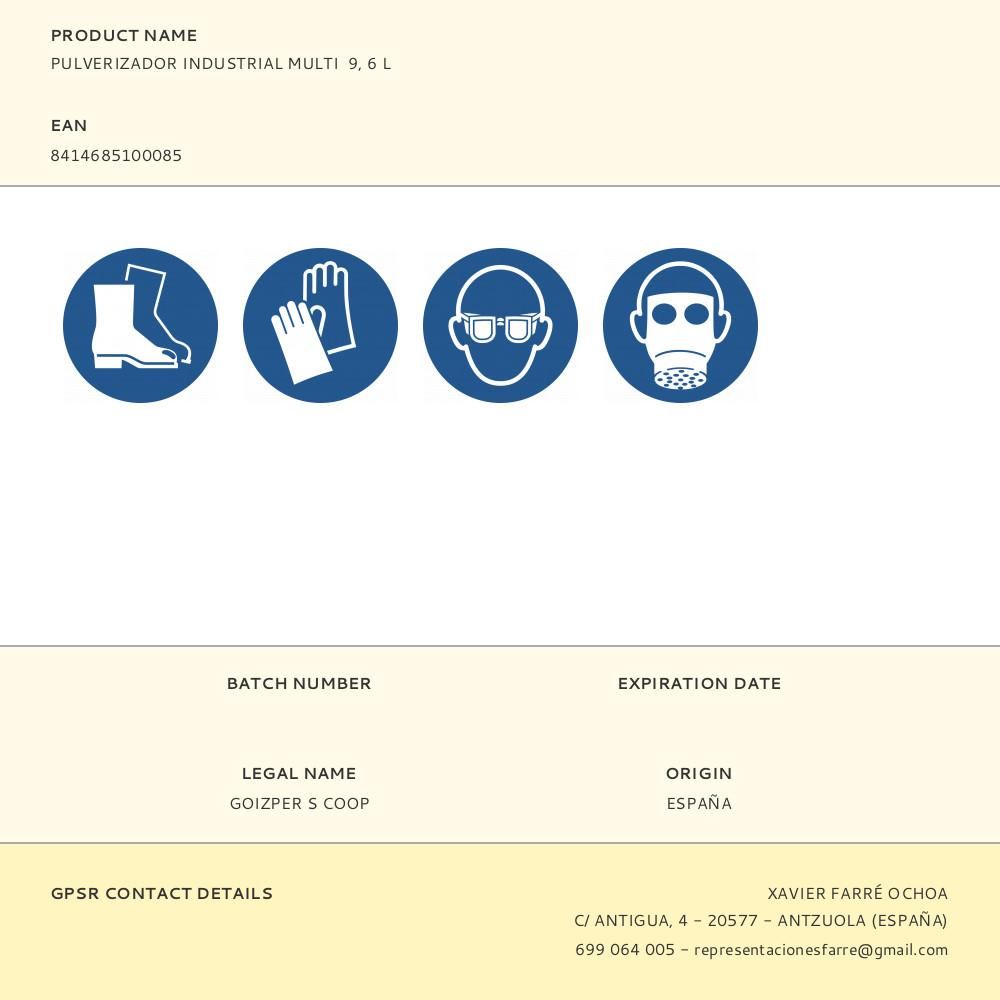 PULVERIZADOR INDUSTRIAL MULTI 9, 6 L gallery 0