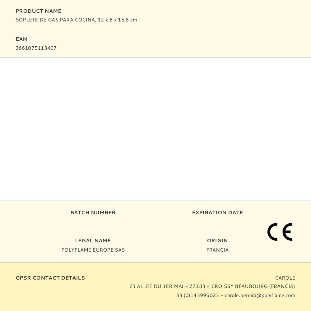 SOPLETE DE GAS PARA COCINA, 12 x 6 x 15,8 cm gallery 5