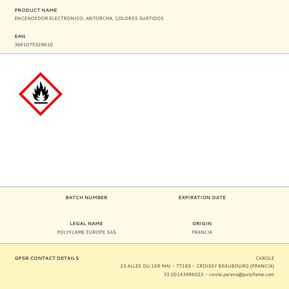 ENCENDEDOR ELECTRÓNICO, ANTORCHA, COLORES SURTIDOS gallery 2