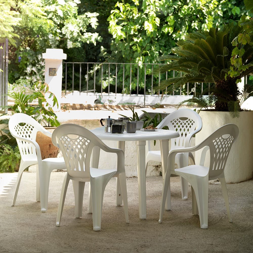 MESA OVALADA CANCÚN, COLOR BLANCO, PARA EXTERIOR 80 x 80 x 73 cm gallery 0