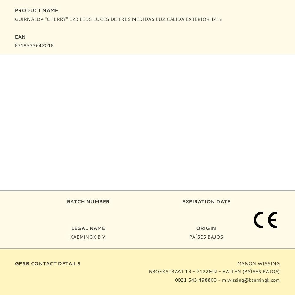 GUIRNALDA "CHERRY" 120 LEDS DE TRES MEDIDAS, LUZ CÁLIDA, EXTERIOR, 9 m gallery 1