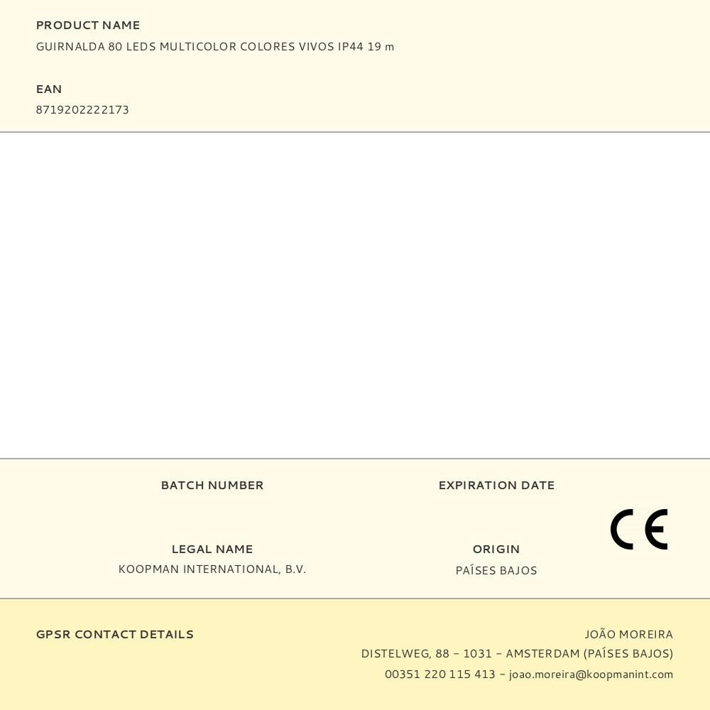 GUIRNALDA 80 LEDS, MULTICOLOR COLORES VIVOS, EXTERIOR, 16 m gallery 1