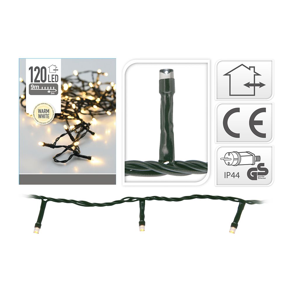 GUIRNALDA FIJA 120 LEDS LUZ CÁLIDA, EXTERIOR, 9 m gallery 0