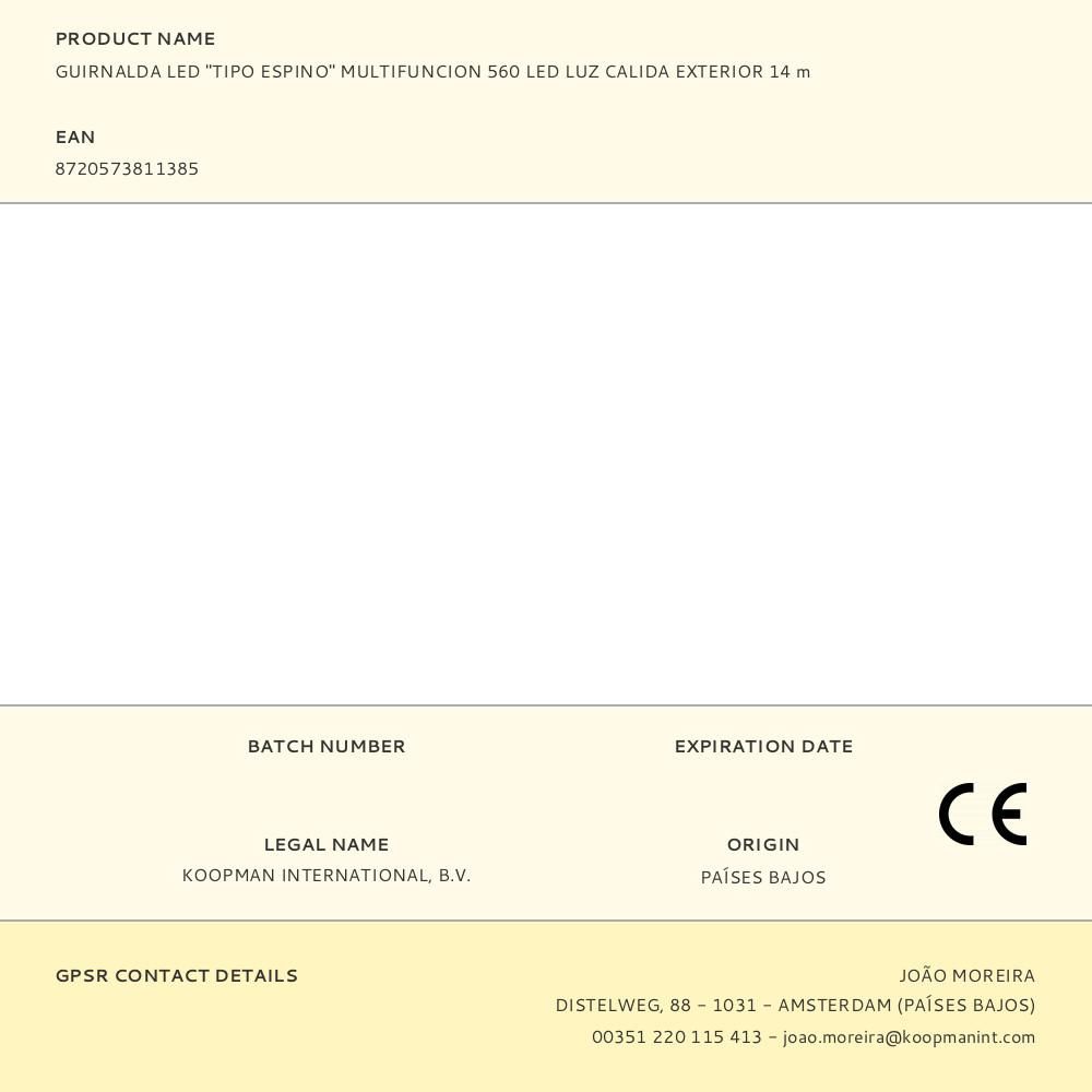 GUIRNALDA "TIPO ESPINO" MULTIFUNCIÓN 560 LEDS, LUZ CÁLIDA, EXTERIOR, 11 m gallery 1