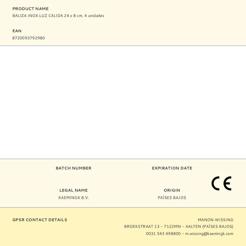 BALIZA INOX LUZ CALIDA 24 x 8 cm, 4 unidades gallery 3