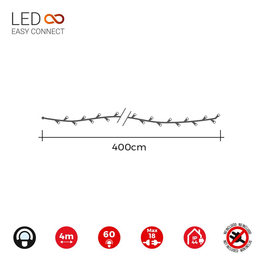 GUIRNALDA EASY-CONNECT 4m 60 LEDS BLANCO FRIO IP44 30V (IP44 INTERIOR-EXTERIOR) TOTAL 1,08W gallery 1