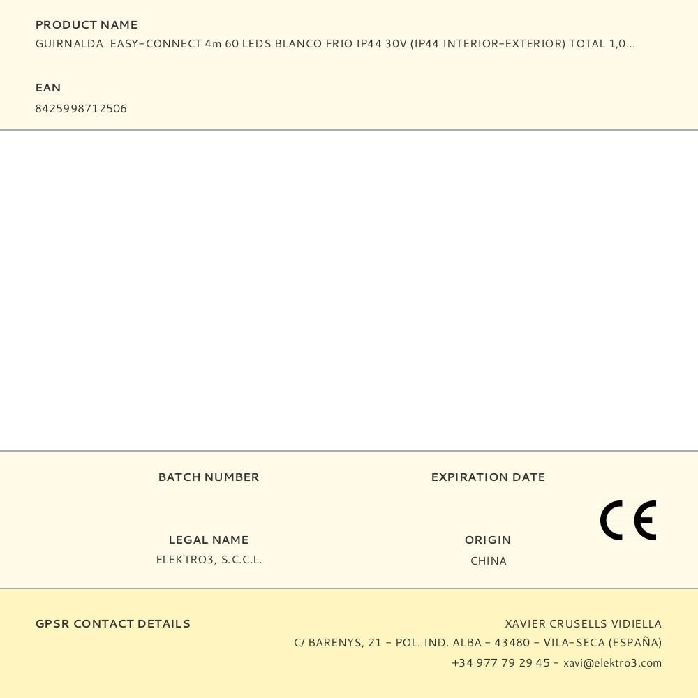 GUIRNALDA EASY-CONNECT 4m 60 LEDS BLANCO FRIO IP44 30V (IP44 INTERIOR-EXTERIOR) TOTAL 1,08W gallery 2