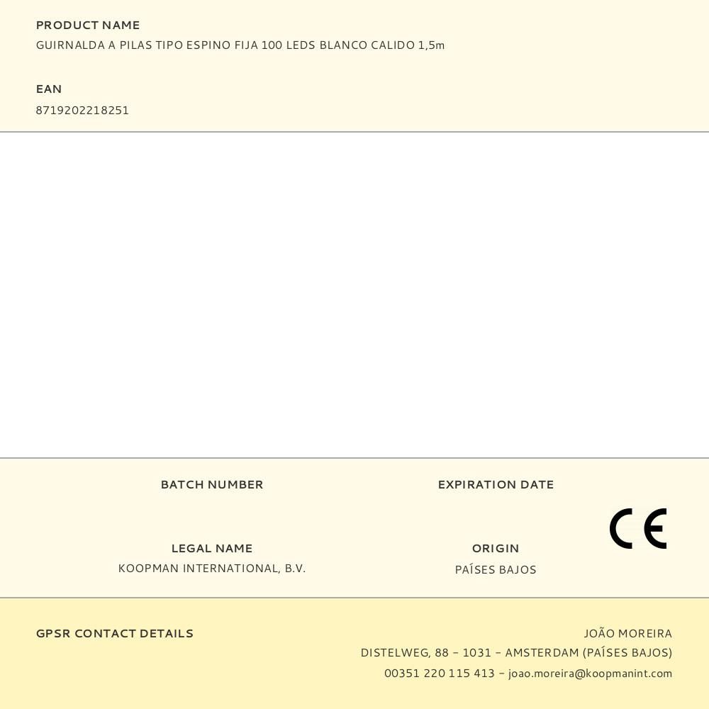 GUIRNALDA A PILAS TIPO ESPINO FIJA 100 LEDS BLANCO CALIDO 1,5 m gallery 1