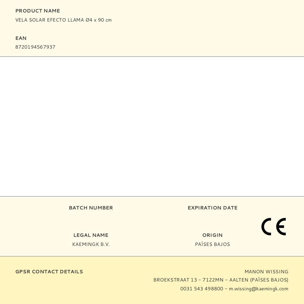 VELA SOLAR EFECTO LLAMA Ø4 x 90 cm gallery 5