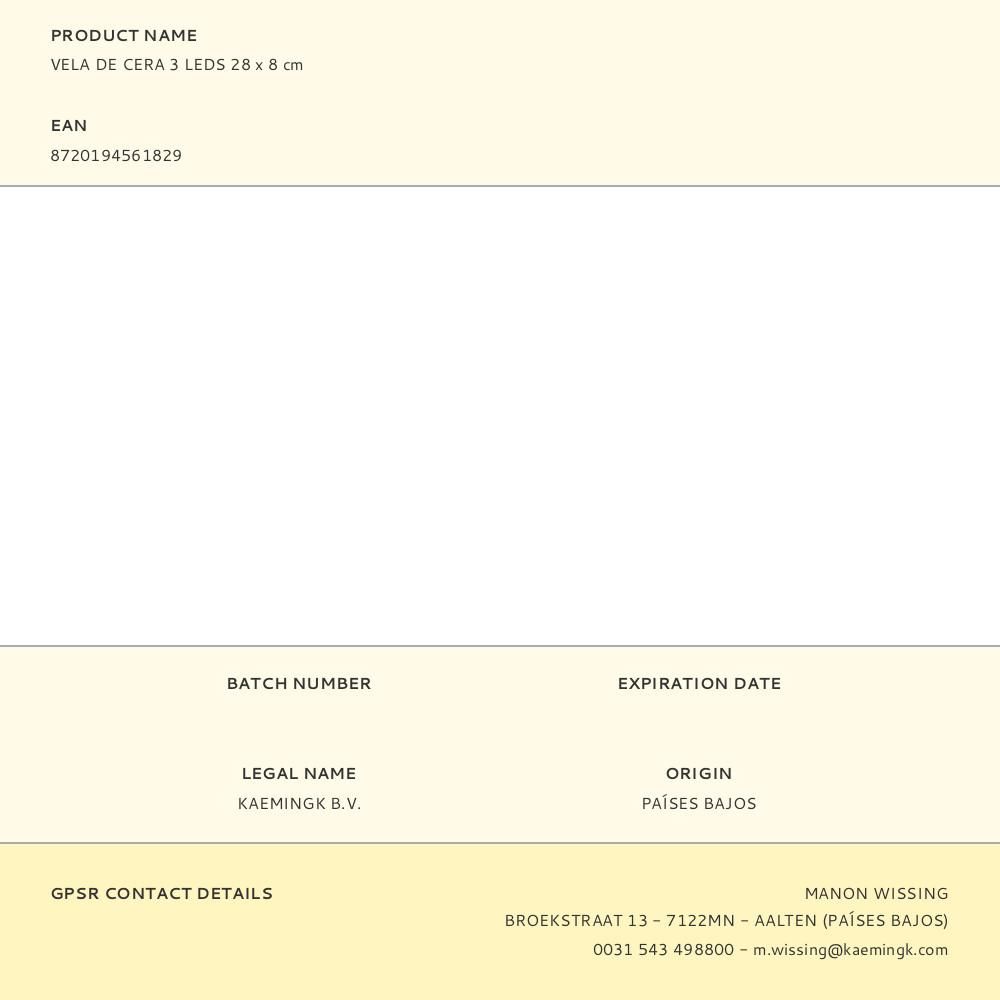 VELA DE CERA 3 LEDS 28 x 8 cm gallery 2