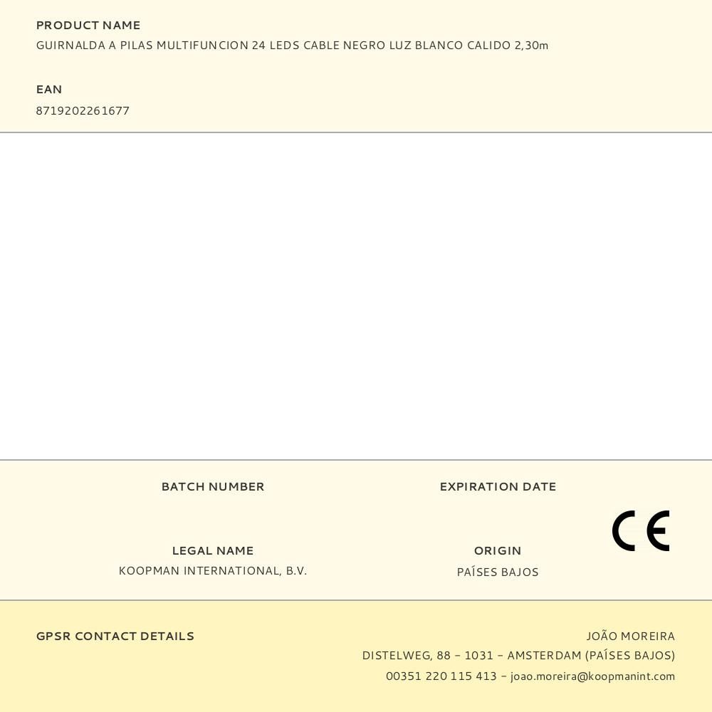 GUIRNALDA A PILAS MULTIFUNCION 24 LEDS CABLE NEGRO LUZ BLANCO CALIDO 2,30 m gallery 1