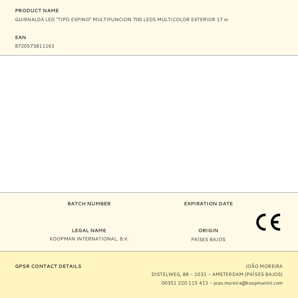 GUIRNALDA LED "TIPO ESPINO" MULTIFUNCION 700 LEDS MULTICOLOR EXTERIOR 17 m gallery 1