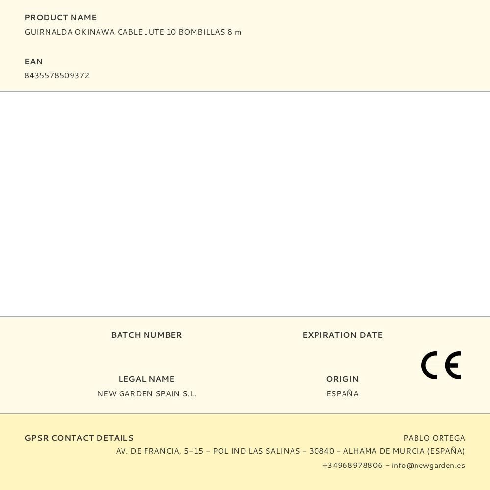 GUIRNALDA OKINAWA CABLE JUTE 10 BOMBILLAS 8 m gallery 2