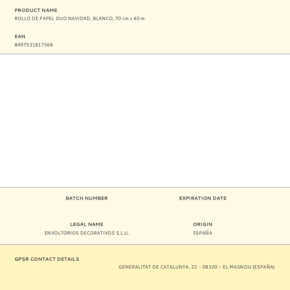 PAPEL DE REGALO DOBLE CARA, MOTIVOS NAVIDEÑOS, BLANCO Y ROJO, 70 cm x 40 m gallery 0