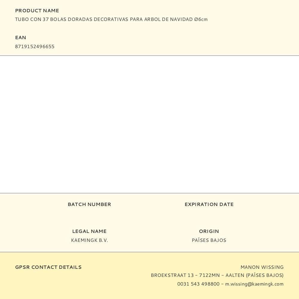 TUBO CON 37 BOLAS DORADAS DECORATIVAS PARA ARBOL DE NAVIDAD Ø6cm gallery 0