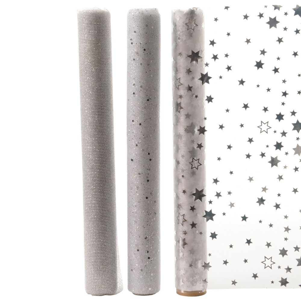 CAMINO DE MESA DE ORGANZA 3 MODELOS SURTIDOS TRANSPARENTES 35 x 200 cm