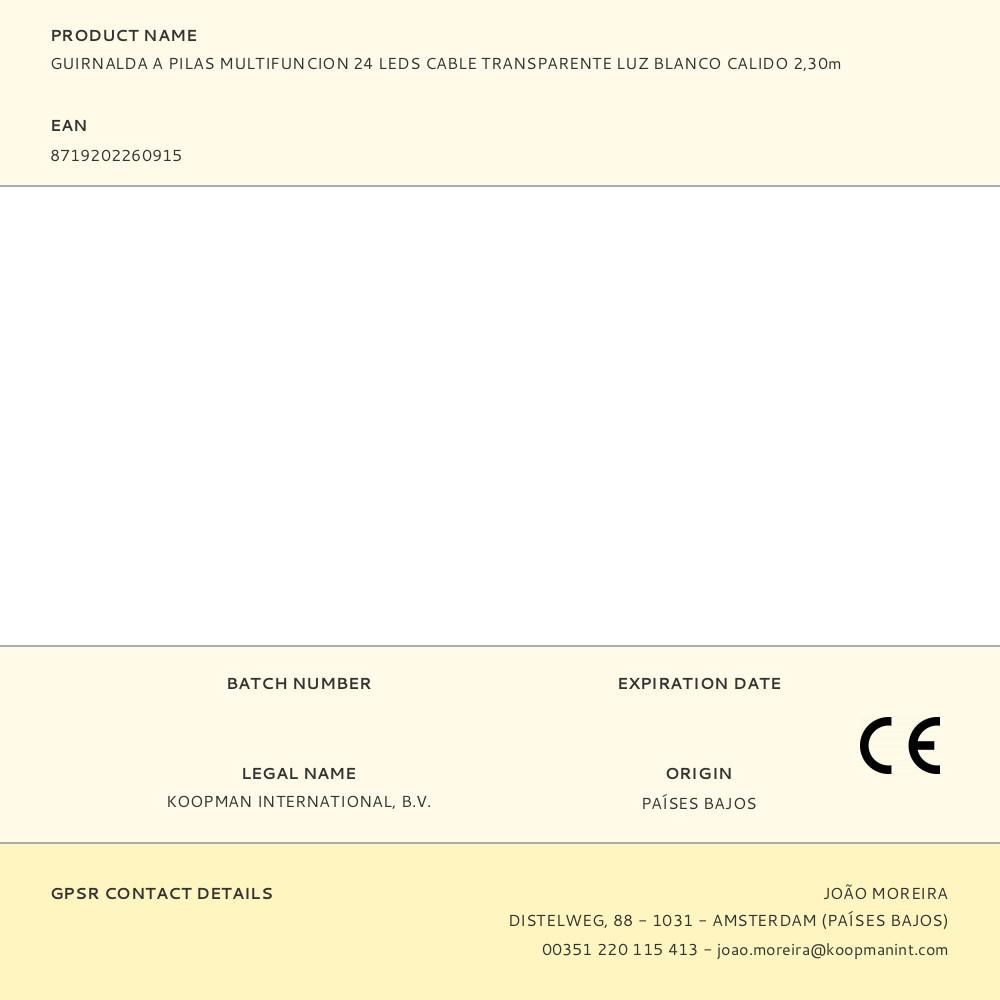 GUIRNALDA A PILAS MULTIFUNCION 24 LEDS CABLE TRANSPARENTE LUZ BLANCO CALIDO 2,30 m gallery 1