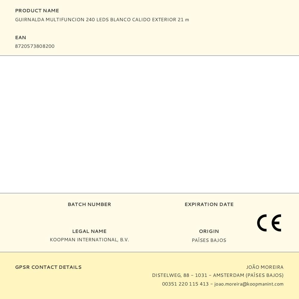 GUIRNALDA MULTIFUNCION 240 LEDS BLANCO CALIDO EXTERIOR 21 m gallery 0