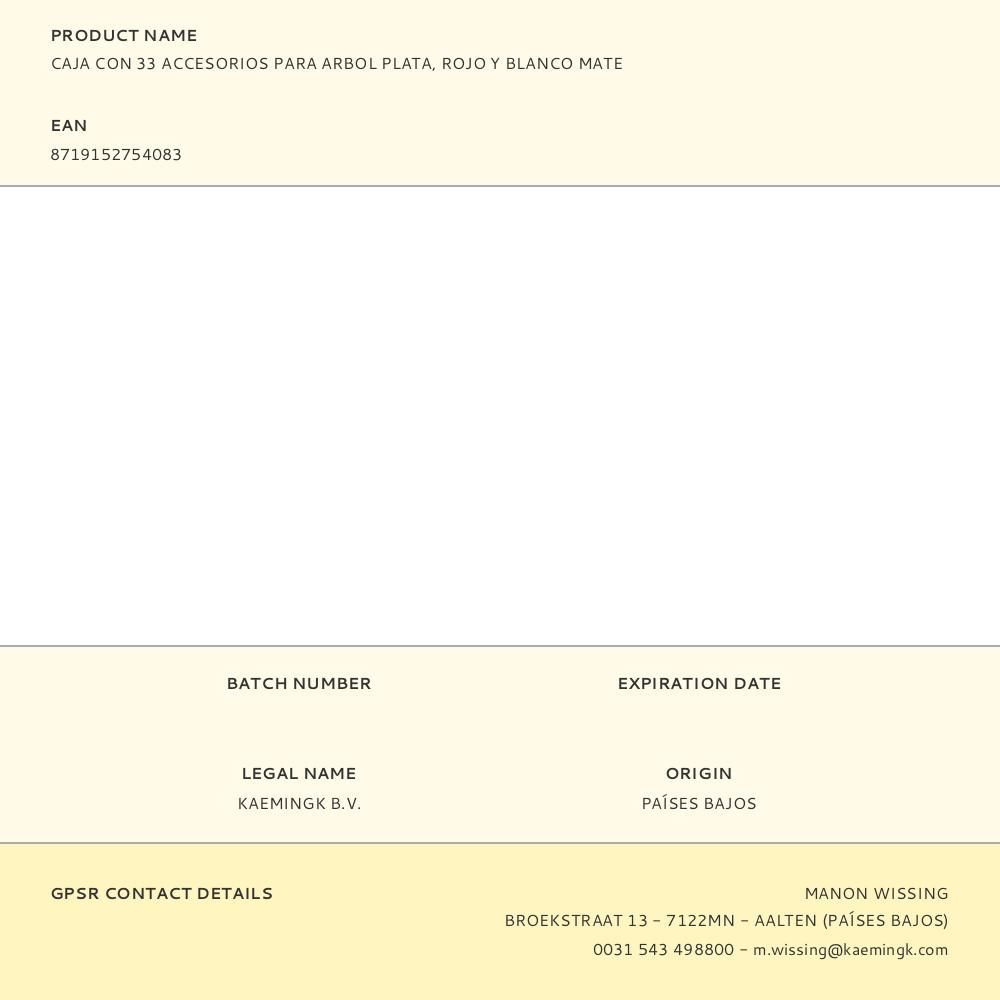 CAJA CON 33 ACCESORIOS PARA ARBOL PLATA, ROJO Y BLANCO MATE gallery 0