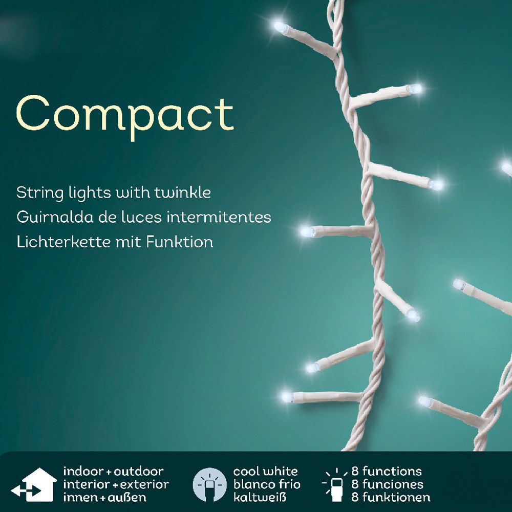 GUIRNALDA LED COMPACT 500 LEDS PARPADEANTE EXTERIOR BLANCO FRIO CABLE BLANCO 16 m gallery 1