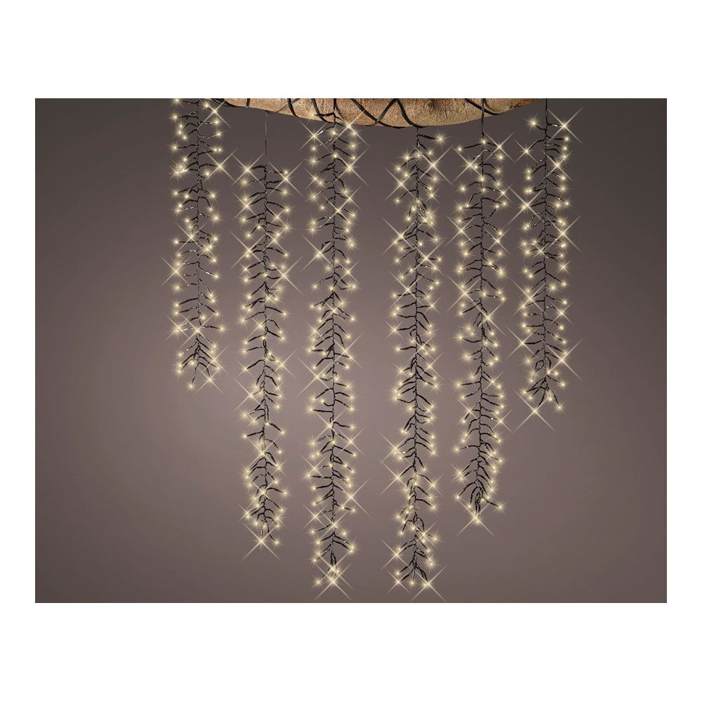 CORTINA CASCADA PARA ÁRBOL, MULTIFUNCIÓN, LUZ CÁLIDA, 480 LEDS, EXTERIOR, 2m
