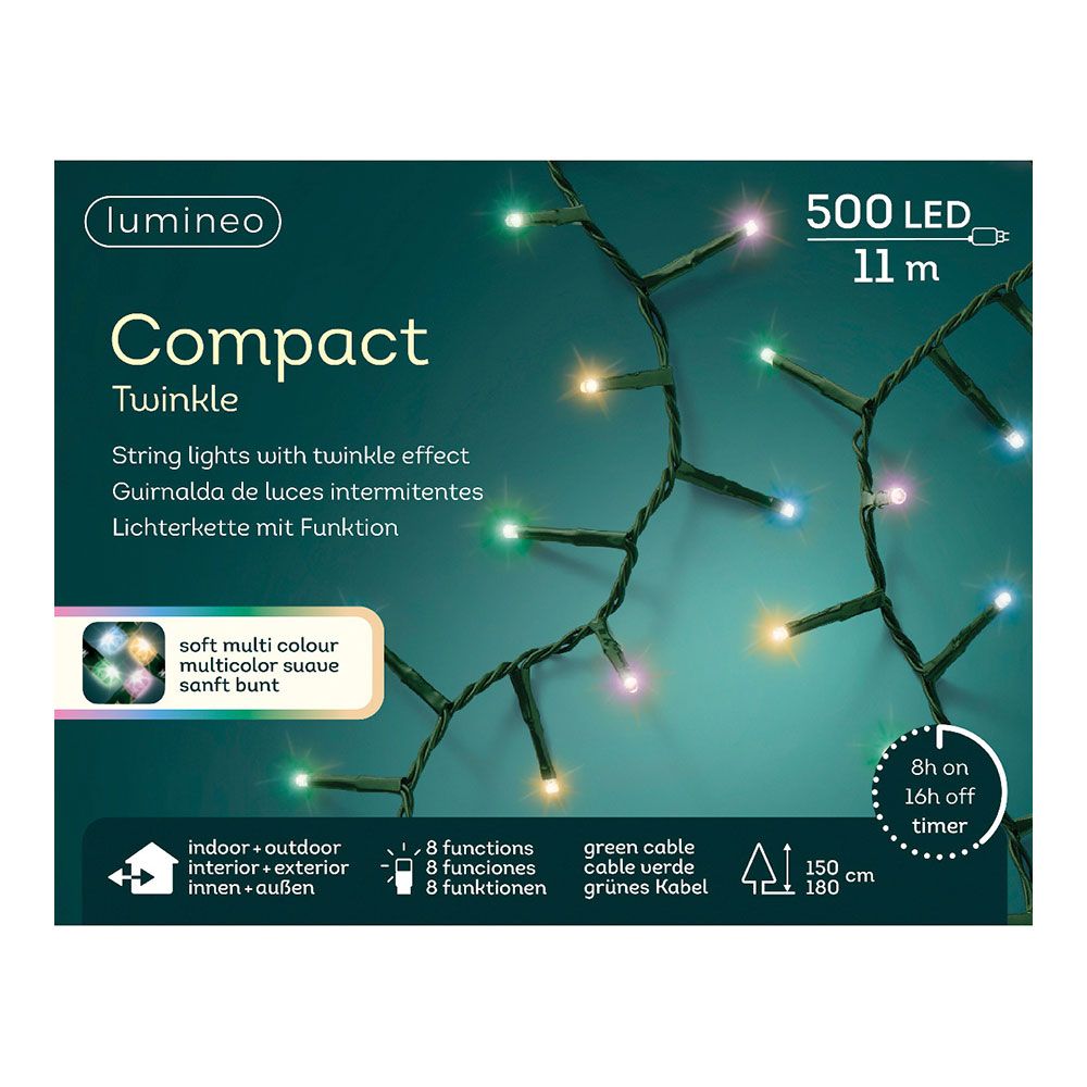 GUIRNALDA LED COMPACT 500 LEDS PARPADEANTE MULTICOLOR PASTEL CABLE VERDE 16 m gallery 3