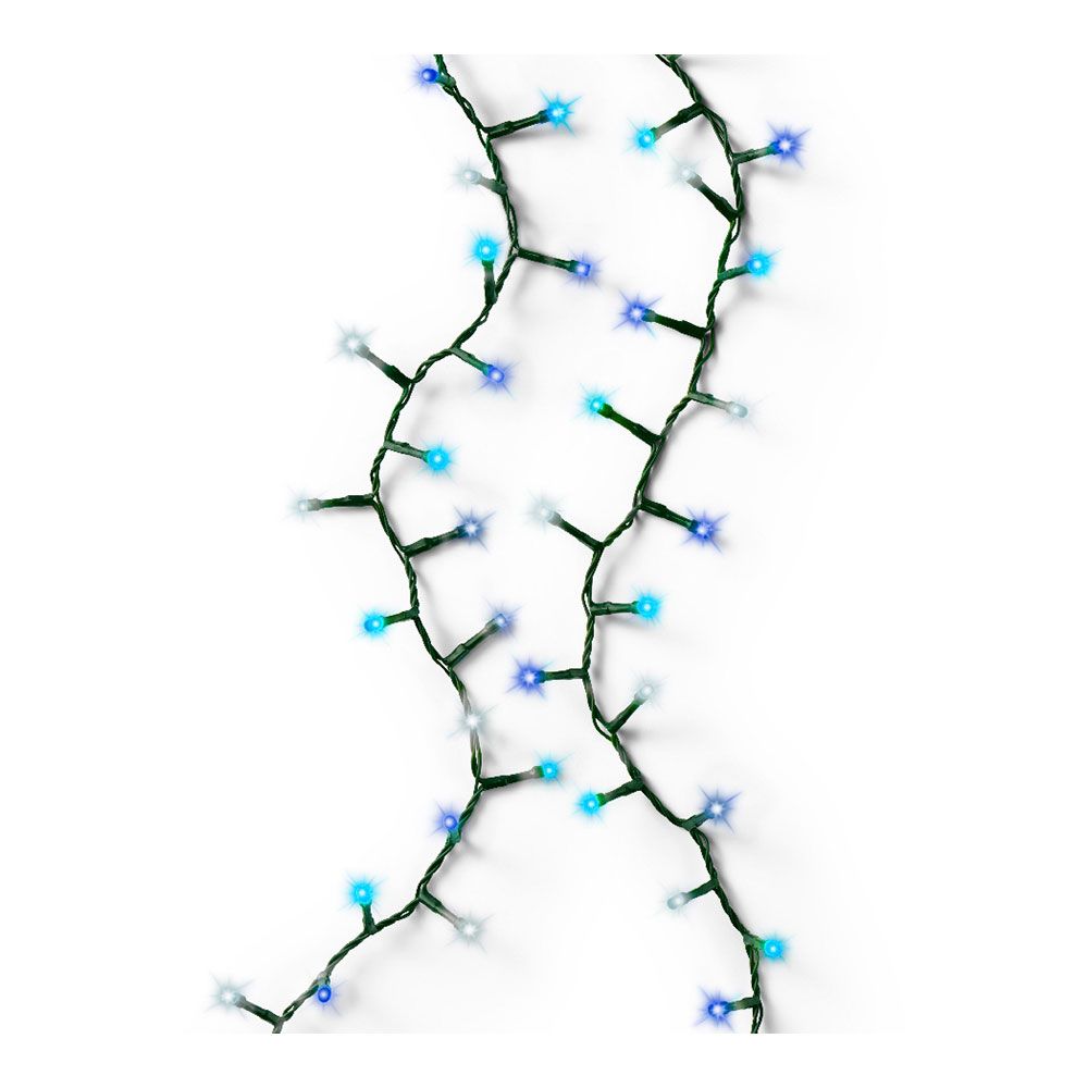 GUIRNALDA LED COMPACT 750 LEDS PARPADEANTE COLORES BLANCO, AZUL Y TURQUESA CABLE VERDE 21 m gallery 1