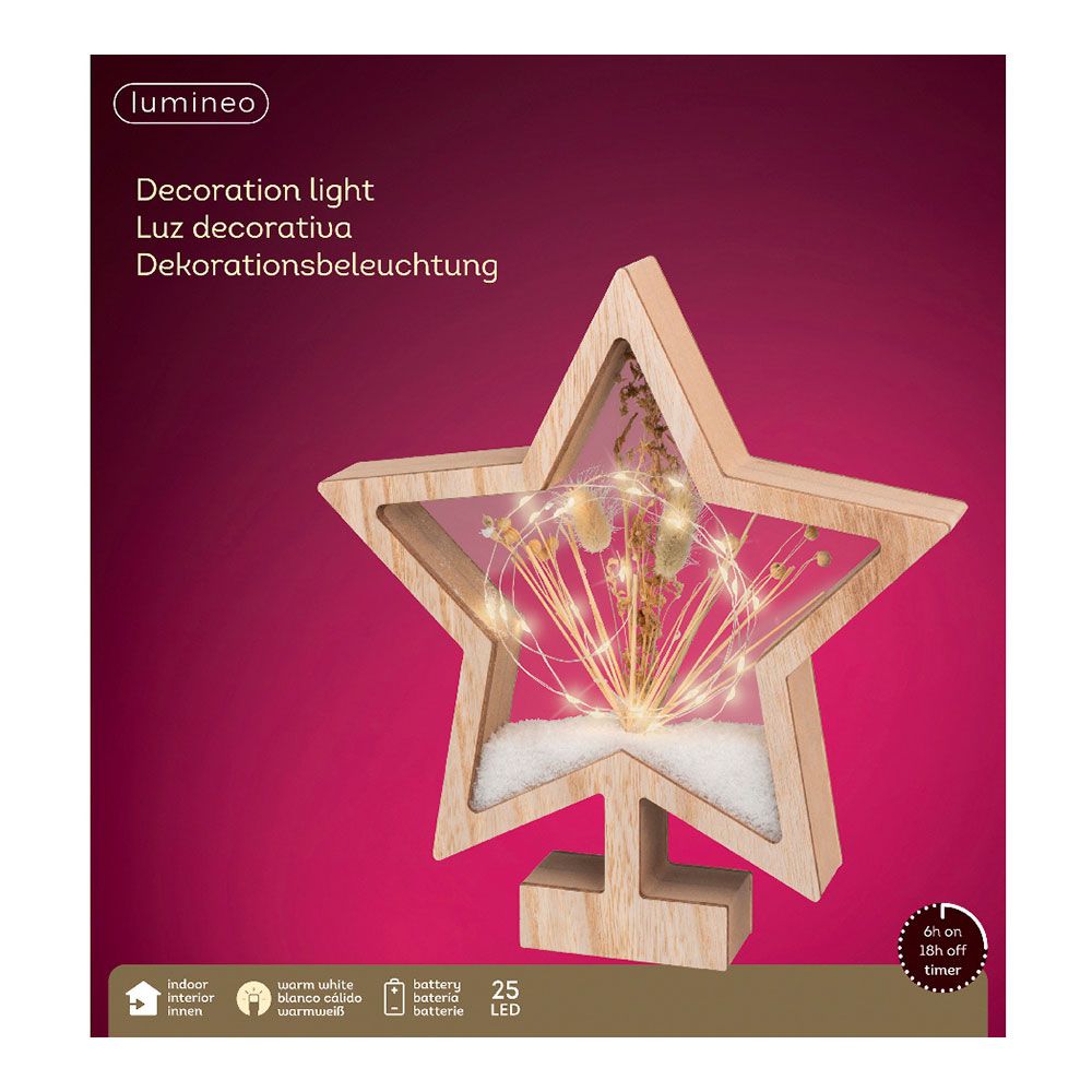 ESTRELLA DE MADERA CON MICROLEDS 4x26x28cm 25 LEDS gallery 1