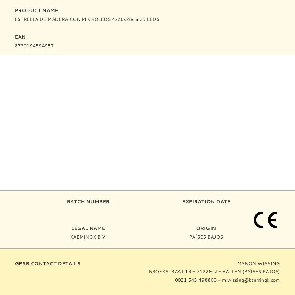 ESTRELLA DE MADERA CON MICROLEDS 4x26x28cm 25 LEDS gallery 2