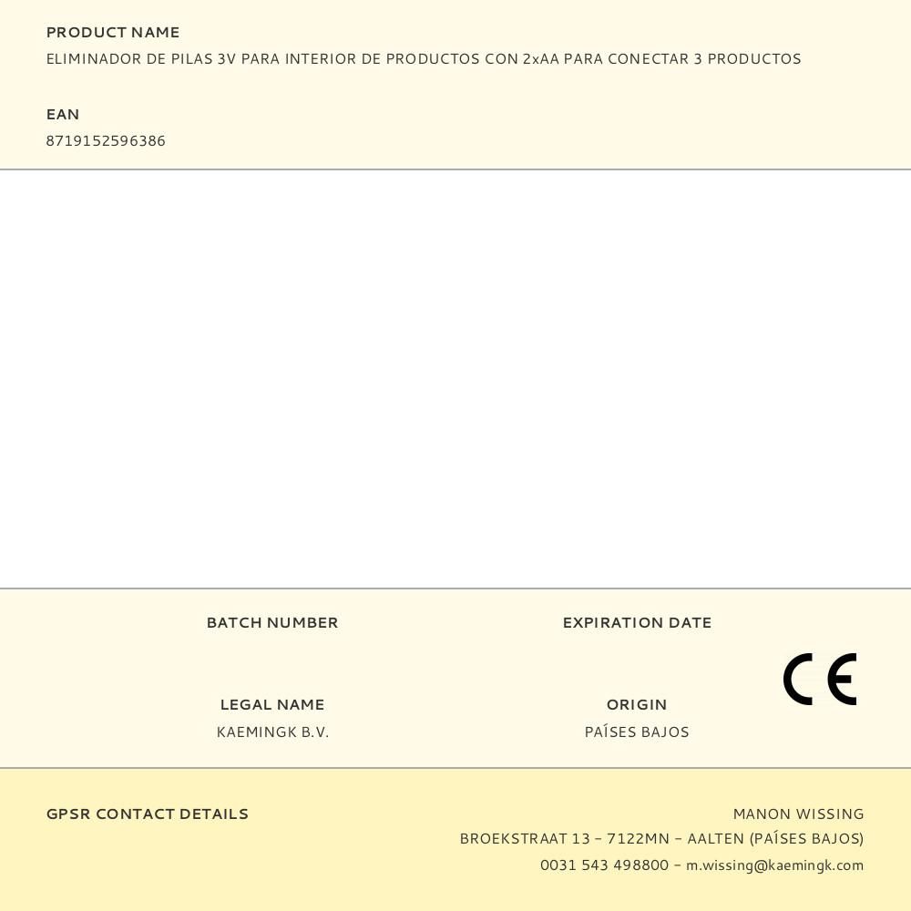 ELIMINADOR DE PILAS 3V PARA INTERIOR DE PRODUCTOS CON 2xAA PARA CONECTAR 3 PRODUCTOS gallery 1