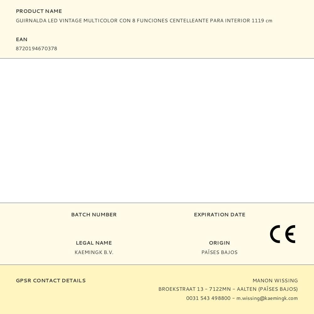 GUIRNALDA LED VINTAGE MULTICOLOR CON 8 FUNCIONES CENTELLEANTE PARA INTERIOR 1119 cm gallery 1