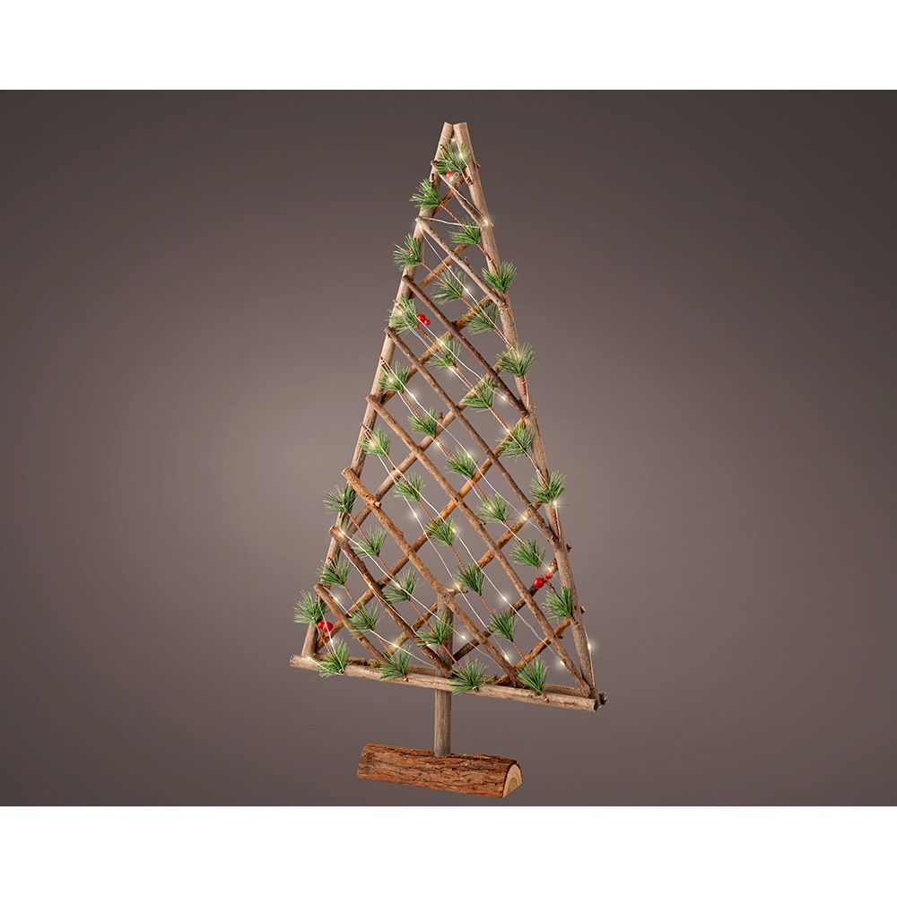 ÁRBOL DECORATIVO MicroLED DE MADERA, 80 cm