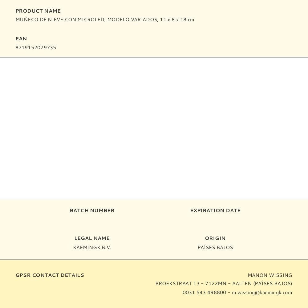 MUÑECO DE NIEVE CON MICROLED, MODELO VARIADOS, 11 x 8 x 18 cm gallery 0