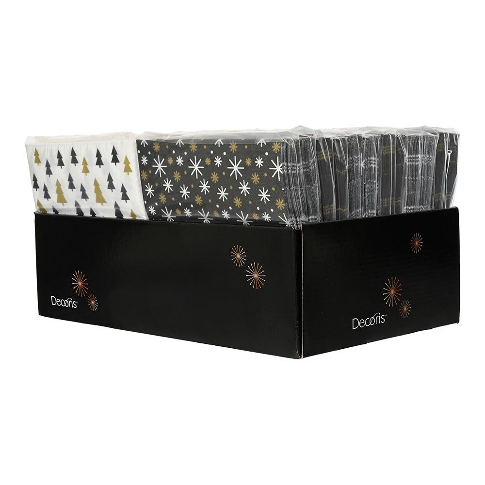 SERVILLETAS DE PAPEL ESTAMPADAS DORADO, NEGRO Y BLANCO 33 x 33 cm gallery 0