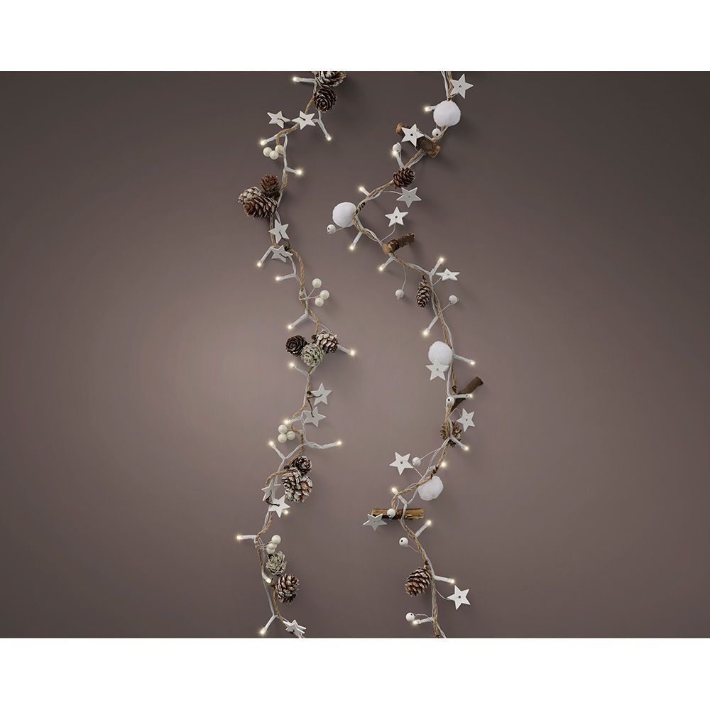 GUIRNALDA PIÑAS Y ESTRELLAS, 24 LEDS, LUZ CÁLIDA, INTERIOR, 1,20 m gallery 0