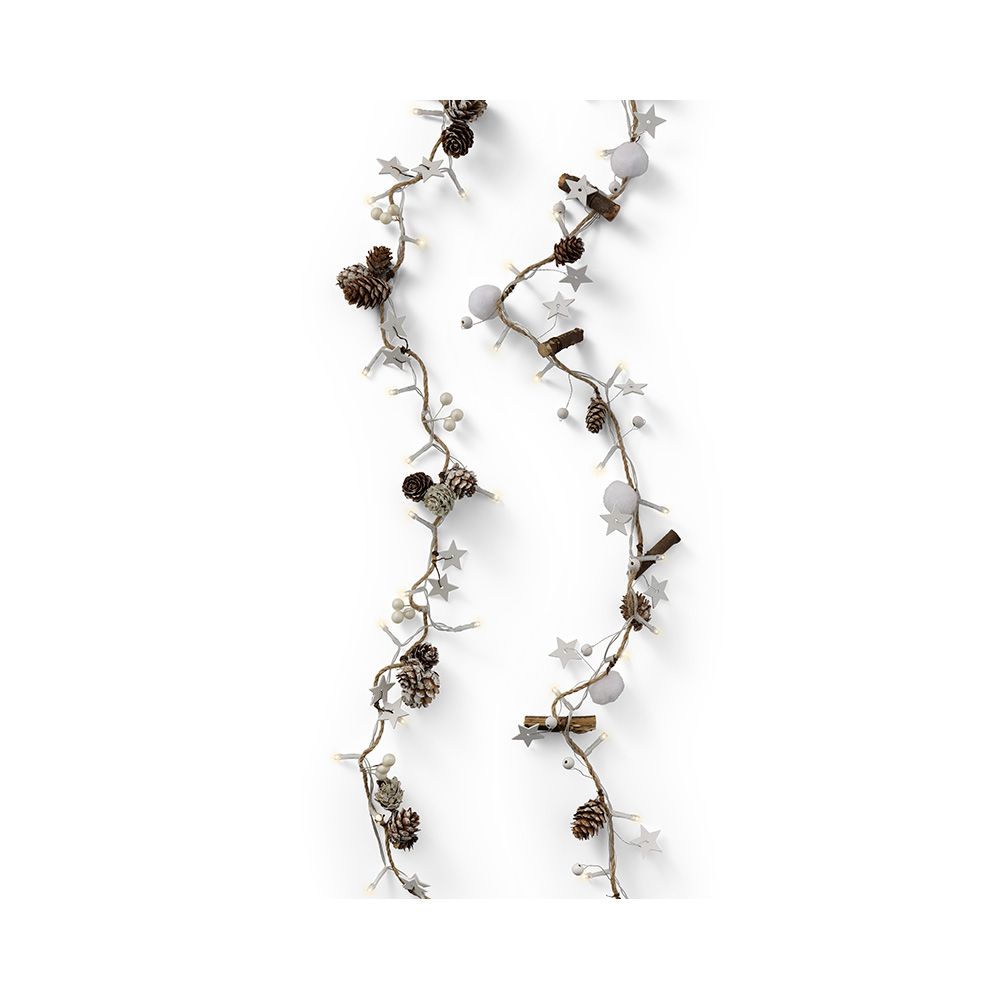 GUIRNALDA PIÑAS Y ESTRELLAS, 24 LEDS, LUZ CÁLIDA, INTERIOR, 1,20 m gallery 1