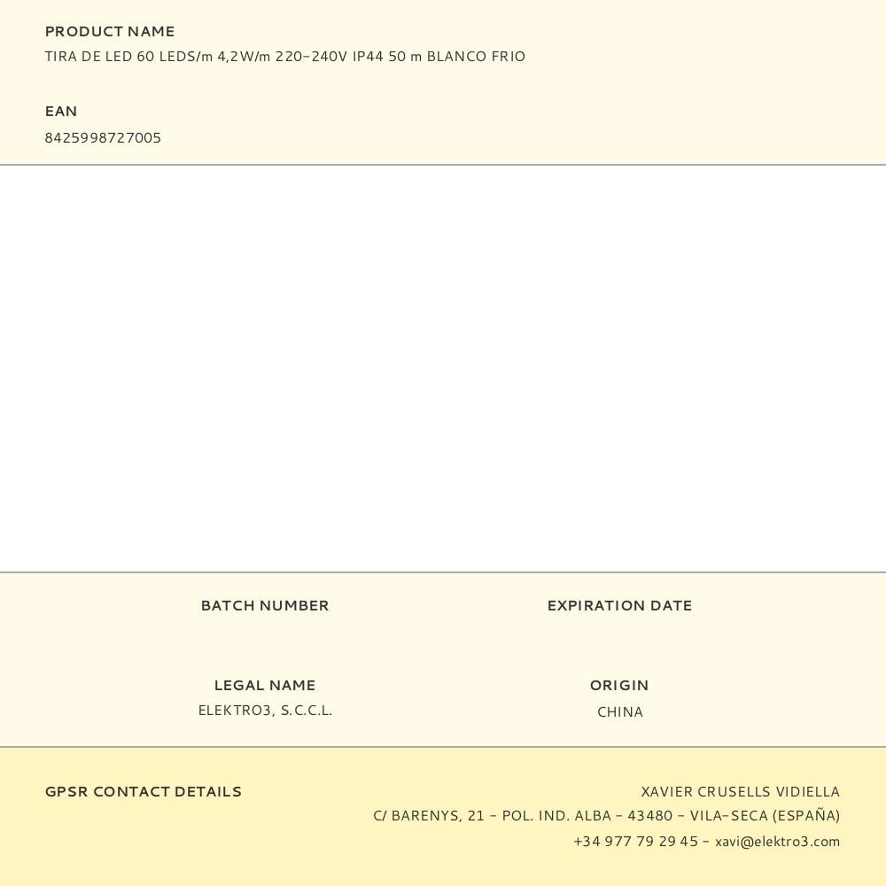 TIRA DE LED 60 LEDS/m 4,2W/m 220-240V IP44 50 m BLANCO FRIO gallery 1