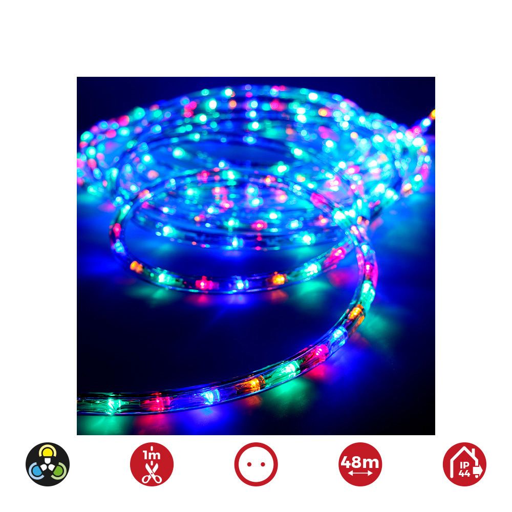 TUBO FLEXILED 2 VIAS FIJO 48 m 30 LEDS/m IP44 MULTICOLOR