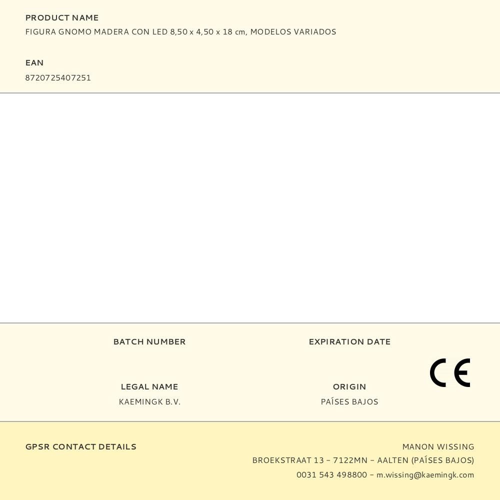 FIGURA GNOMO MADERA CON LED 8,50 x 4,50 x 18 cm, MODELOS VARIADOS gallery 1