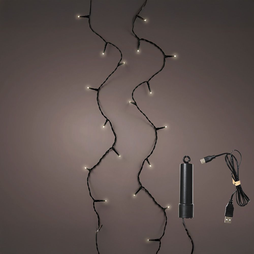 GUIRNALDA LED MULTIFUNCIÓN CON BATERIA, LUZ CÁLIDA, EXTERIOR, 7,4 m