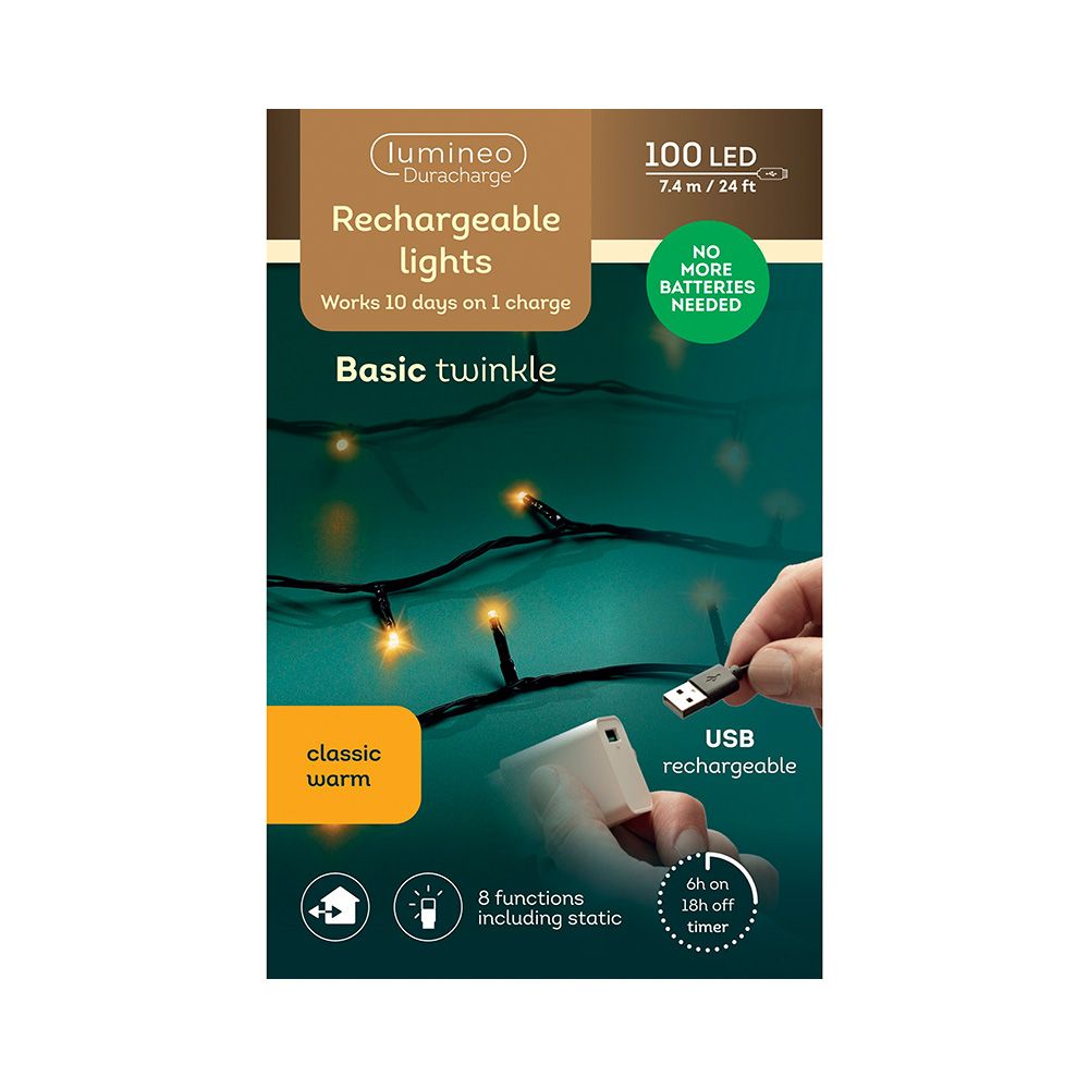 GUIRNALDA LED MULTIFUNCIÓN CON BATERIA, LUZ CÁLIDA, EXTERIOR, 7,4 m gallery 0