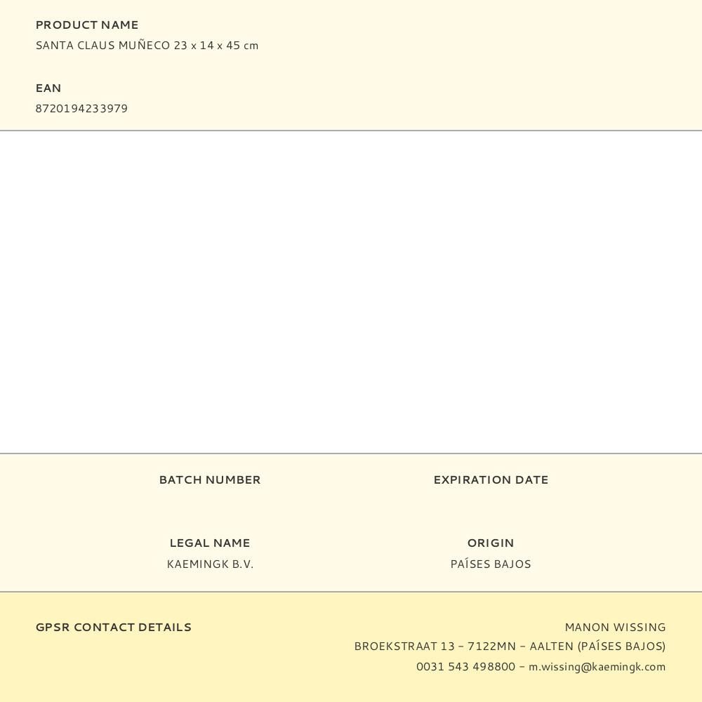 SANTA CLAUS MUÑECO DECORATIVO 23 x 14 x 45 cm gallery 0