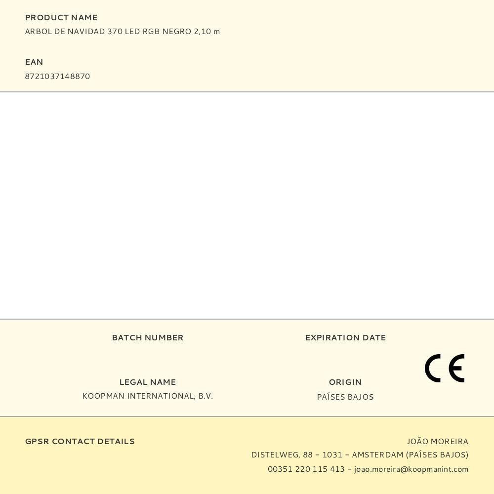 ÁRBOL DE NAVIDAD 370 LEDS RGB NEGRO, EXTERIOR, Ø70 x 210 cm gallery 0