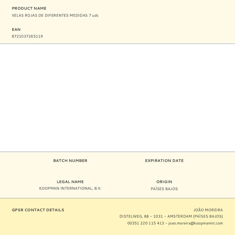 VELAS DE CERA ROJAS DE Ø55 mm CON DIFERENTES ALTURAS, 7 uds gallery 0