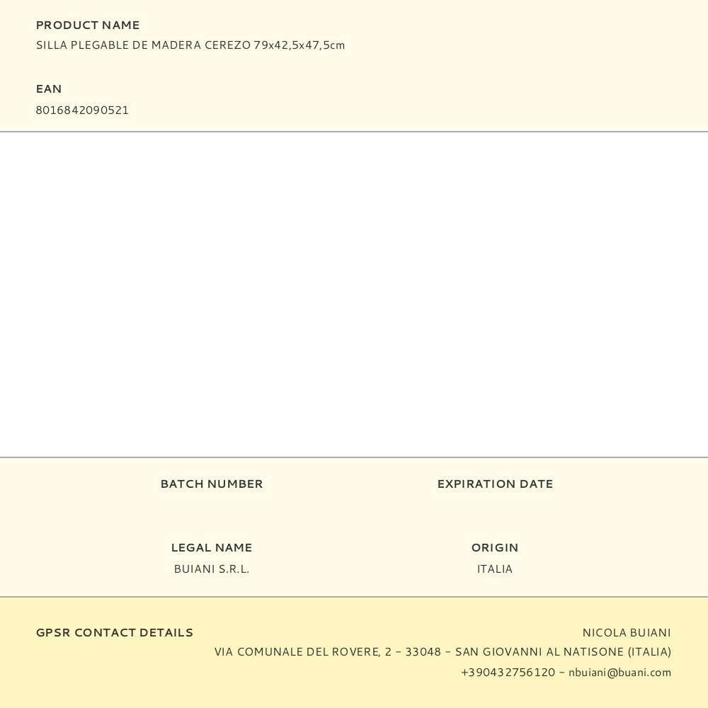 SILLA PLEGABLE DE MADERA CEREZO 79x42,5x47,5cm gallery 0