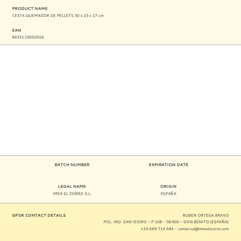 CESTA QUEMADOR DE PELLETS 30 x 25 x 17 cm gallery 1