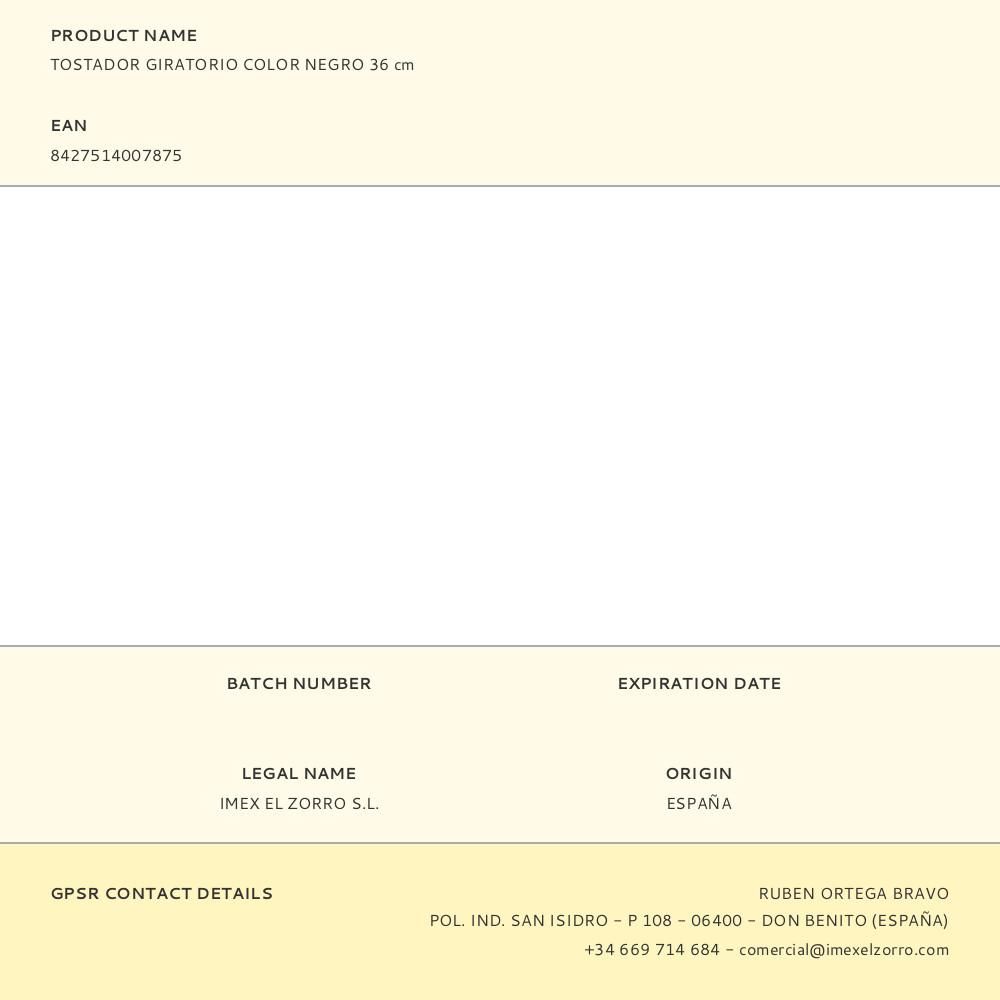 TOSTADOR GIRATORIO COLOR NEGRO 36 cm gallery 0