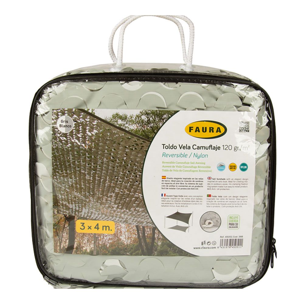 TOLDO CAMUFLAJE REVERSIBLE GRIS/BLANCO 3 x 4 m gallery 0