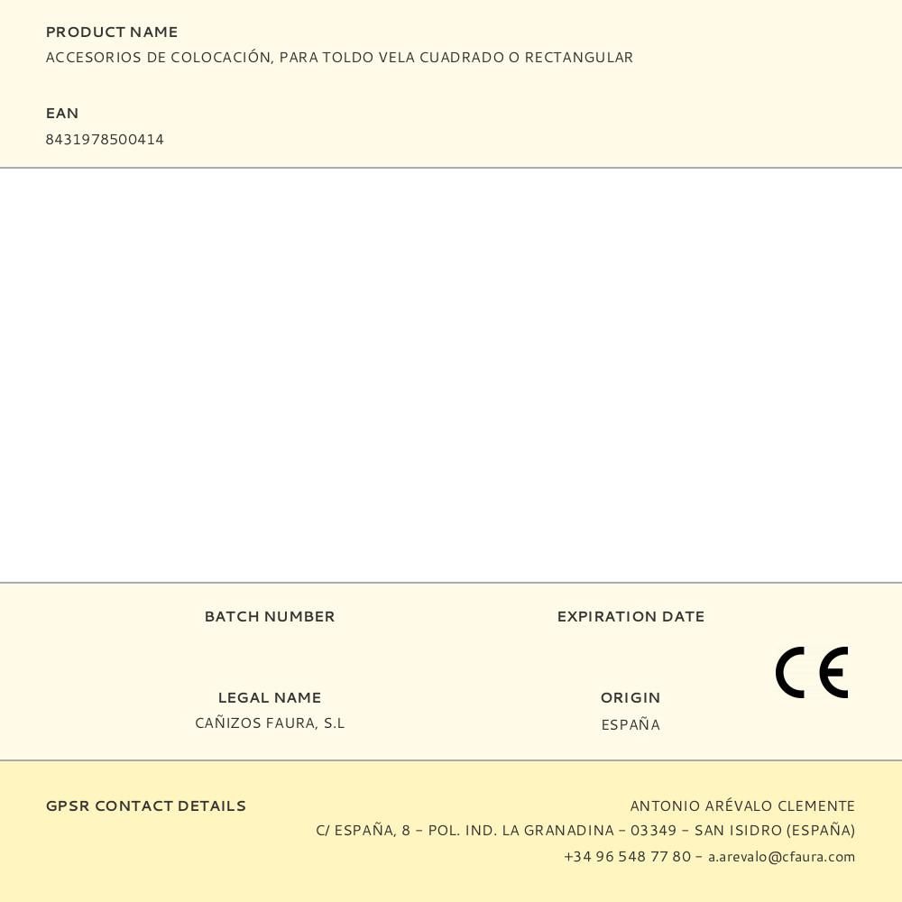 ACCESORIOS DE COLOCACIÓN, PARA TOLDO VELA CUADRADO O RECTANGULAR gallery 3